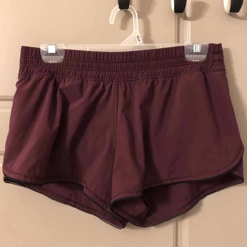 Lululemon Speed Up burgundy shorts size 6.